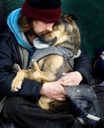Loyal dogs stayed with their bankrupt owners.