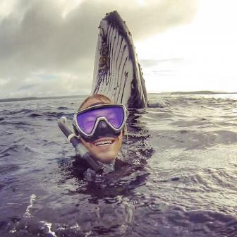 Sylvie pictures with a whale.