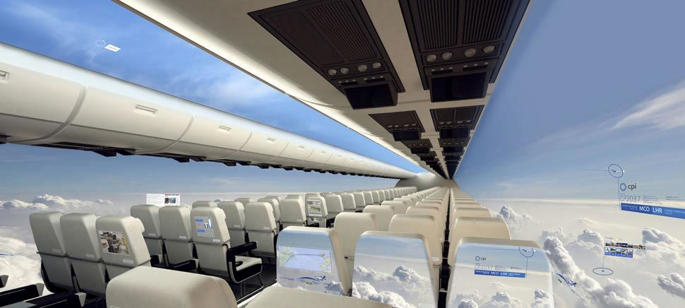 طائرات المستقبل بدون نوافذ وشفافة